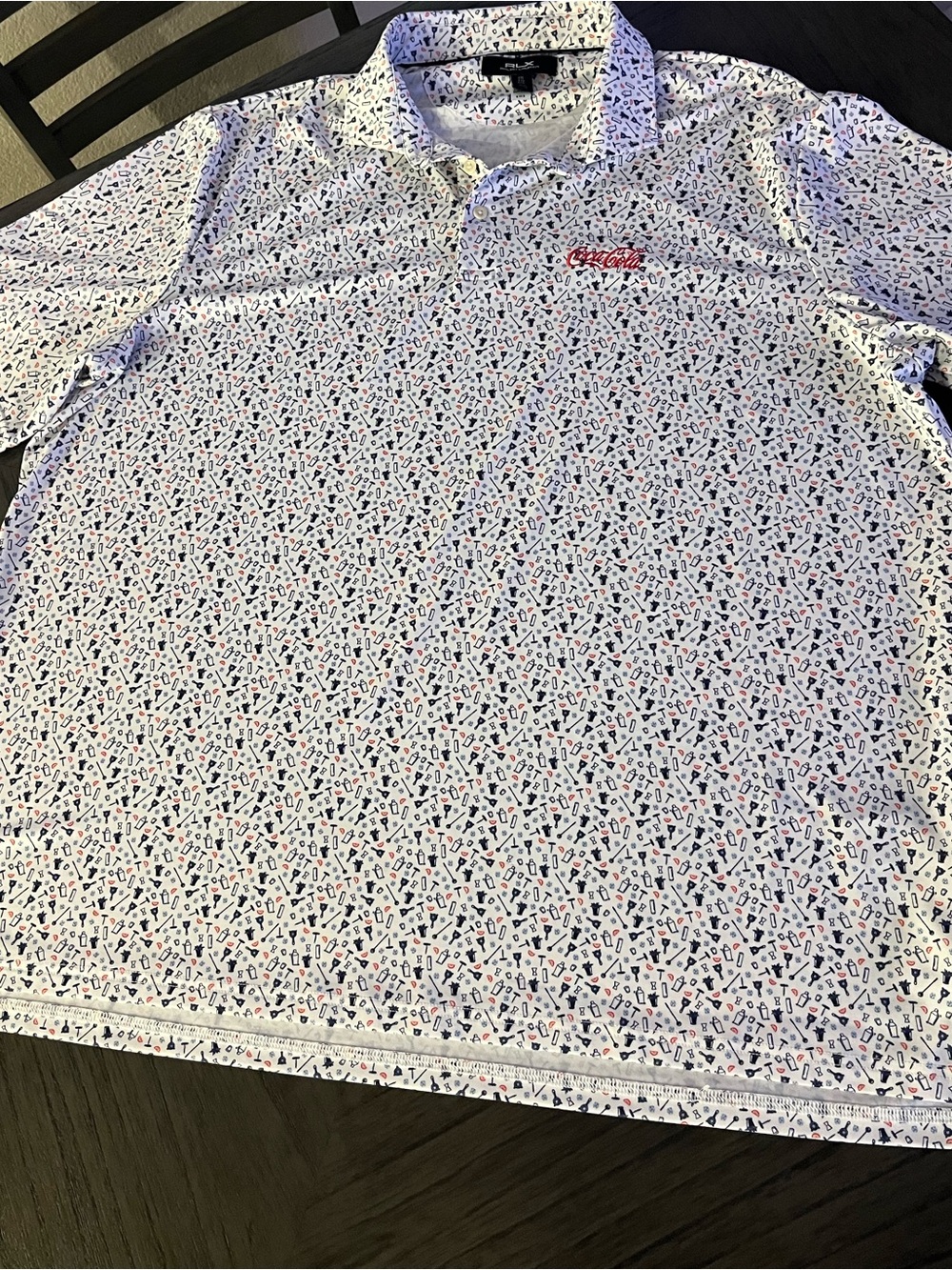 Ralph Lauren RLXCocaCola Classic Fit Polo Performance Polo Navy/Red Pattern XXL